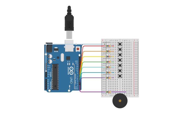 Piano Arduino Note Circuit design Arduino Piano | Tinkercad