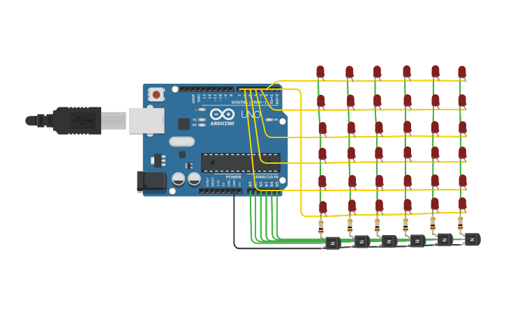 6 Led Matrix Circuit design Week 1 - 6x6 LED Matrix | Tinkercad