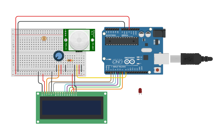 Circuit Design Arduino Pir Motion Sensor And Lcd Display V1 Tinkercad 1818