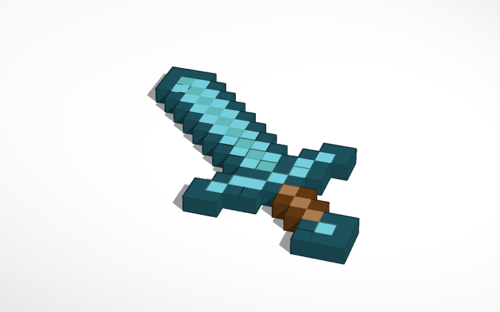 Minecraft Pixelart Diamond Sword Minecraft Tinkercad Minecraft Pixelart Diamond Sword Minecraft Tinkercad