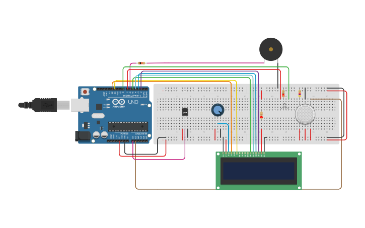 Circuit design Fire Alarm System | Tinkercad