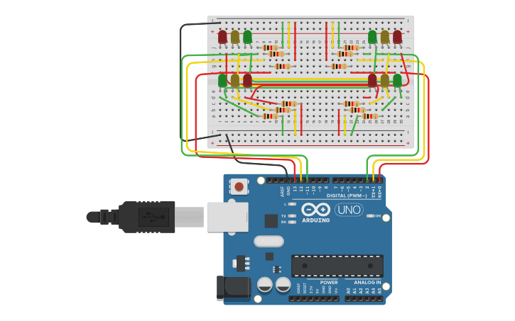 Circuit Design 4 Way Traffic Light System Tinkercad