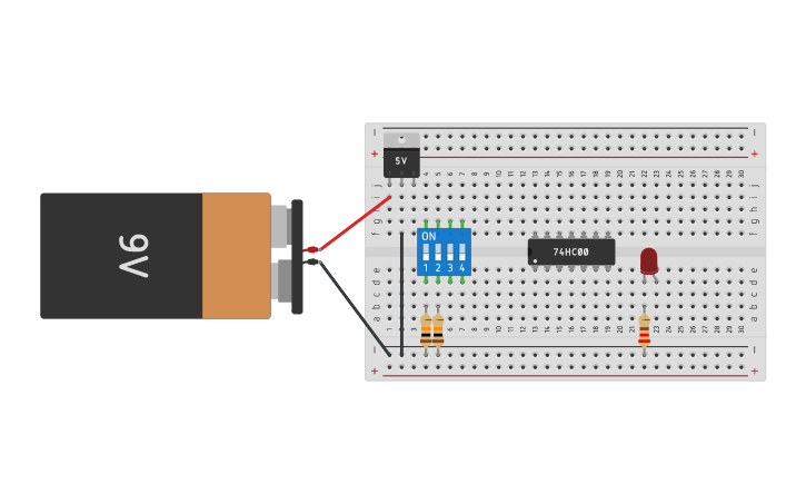 Circuit design Copy of compuerta 7400 NAND | Tinkercad