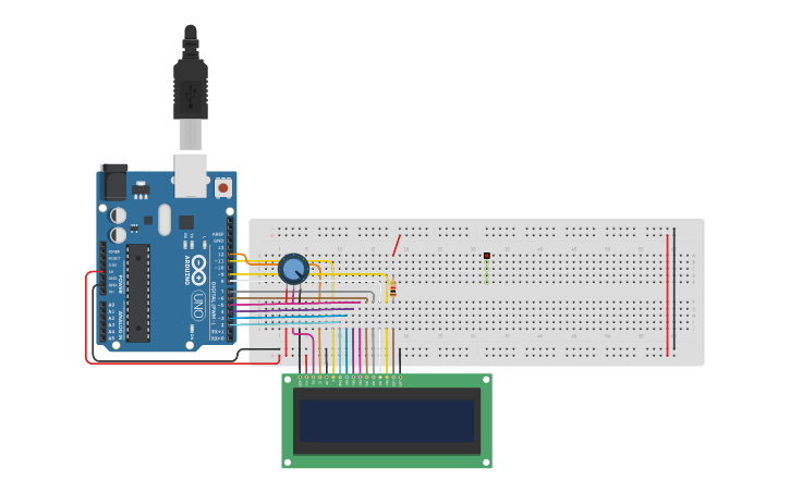 Circuit design Pantalla LCD | Tinkercad