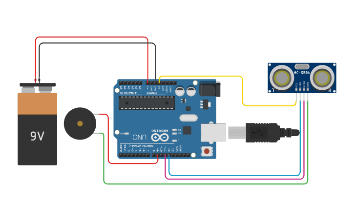 Circuit design Ultrasonic Blind Walking Stick | Tinkercad