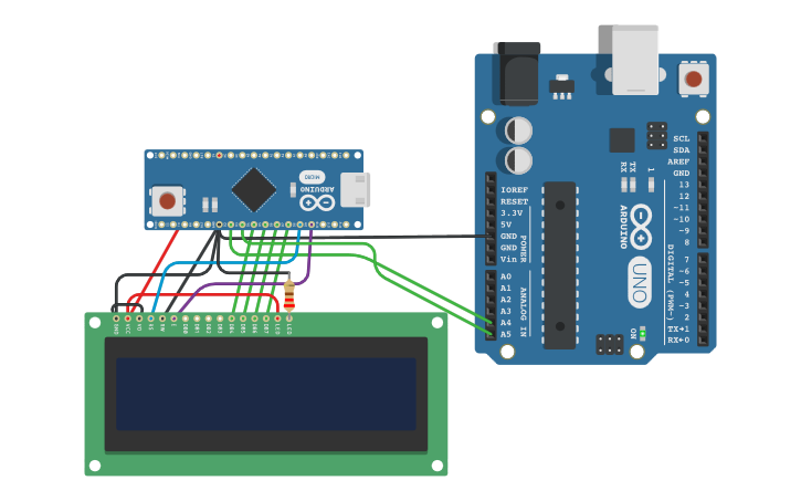 Circuit design I2C LCD (LiquidTWI2) emulator | Tinkercad