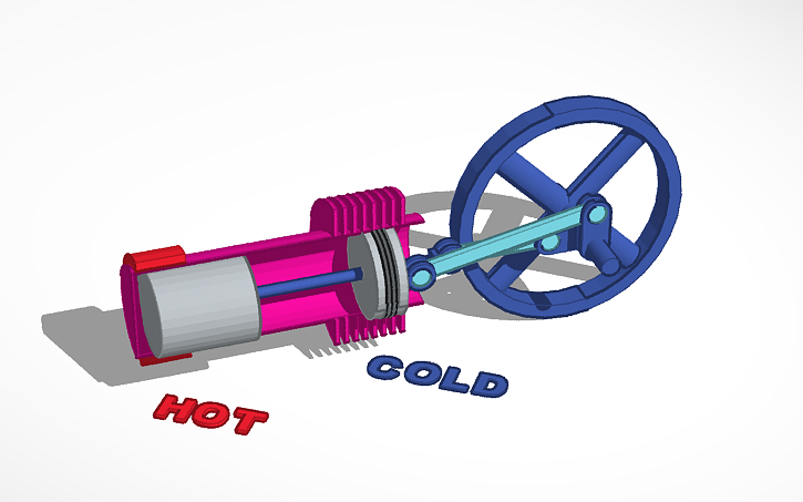 3D design Beta Type Stirling Engine #mechanics | Tinkercad