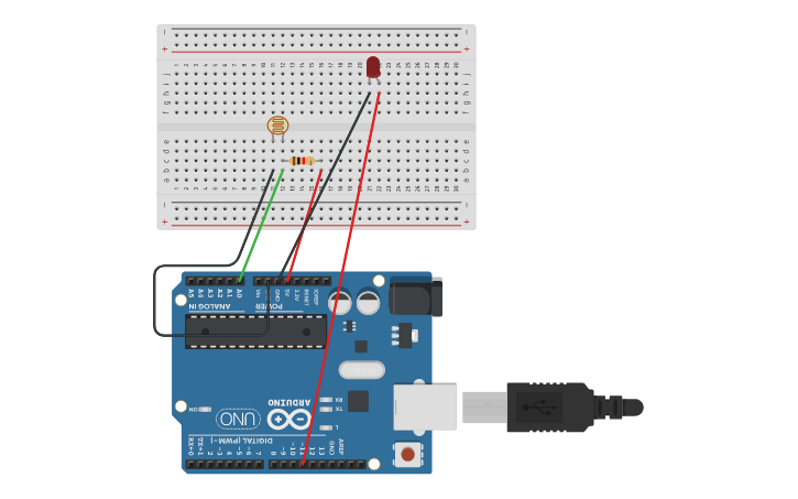 Circuit design LDR (Light Dependent Resistor) | Tinkercad
