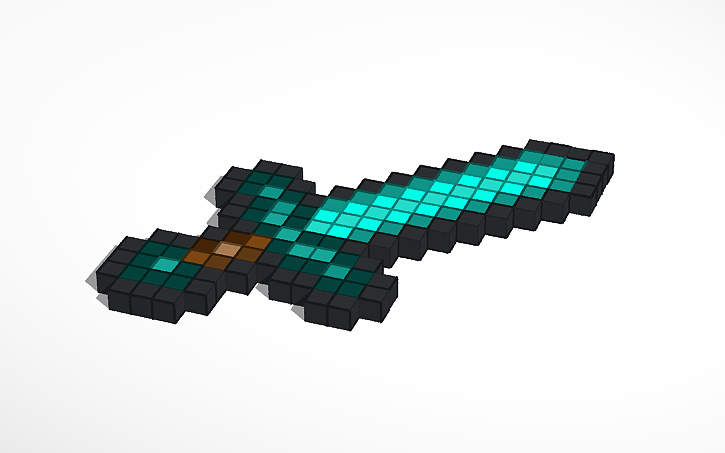 Minecraft Diamond Sword Pixel Art 4 Tinkercad