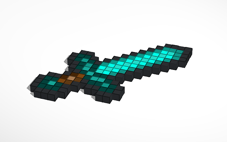 Minecraft Diamond Sword Pixel Art 4 Tinkercad Minecraft Diamond Sword Pixel Art 4 Tinkercad