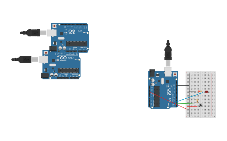 Circuit design Práctica 2. LED con pulsador | Tinkercad