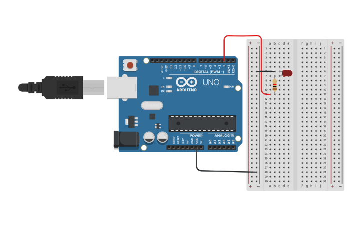 Circuit design ON-OFF LED | Tinkercad