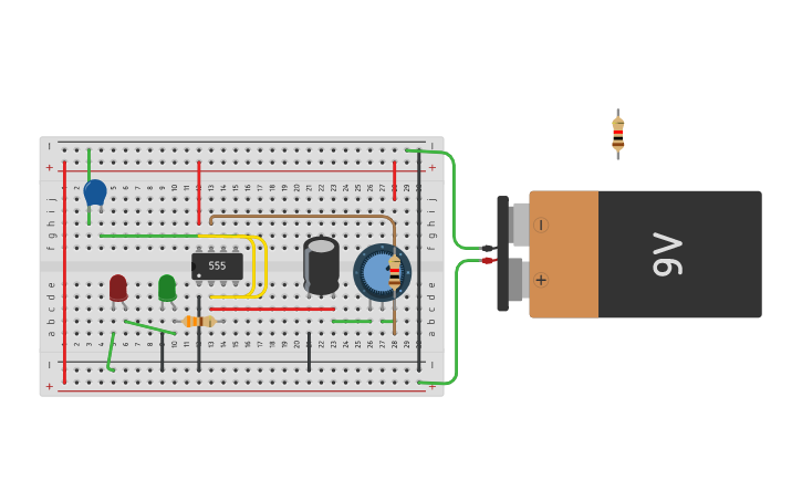 Circuit design Temporizador o generador de pulsos con 555 | Tinkercad