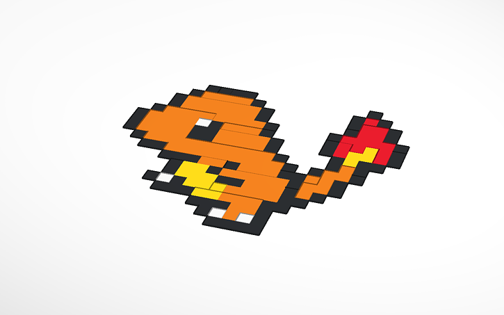 Charmander Pixel Art Tinkercad