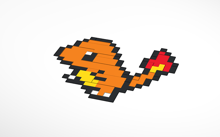 Charmander Pixel Art Tinkercad Charmander Pixel Art Tinkercad
