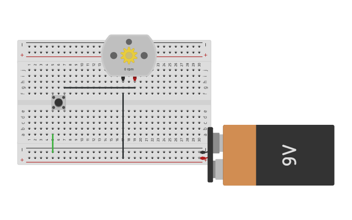 Circuit design simple motor control using push button | Tinkercad