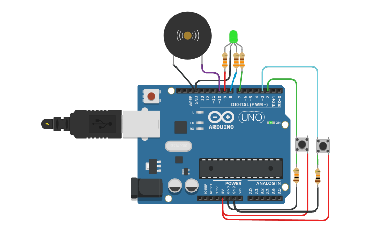 割込使用 Led色変わり タイマー Tinkercad