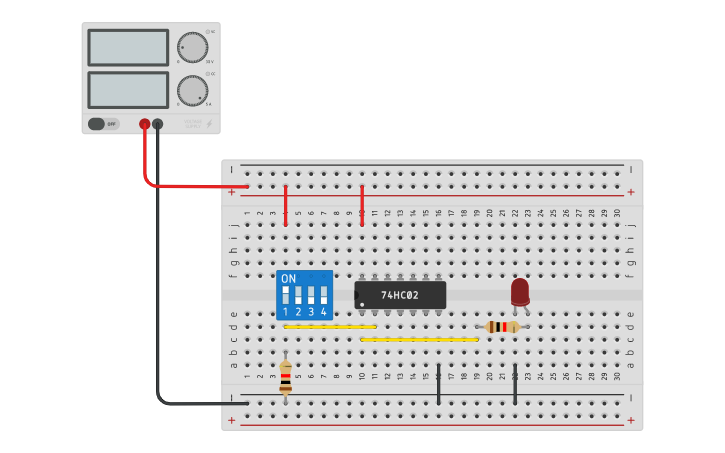 Not Gate Using Nor Gate 7402 Ic Tinkercad