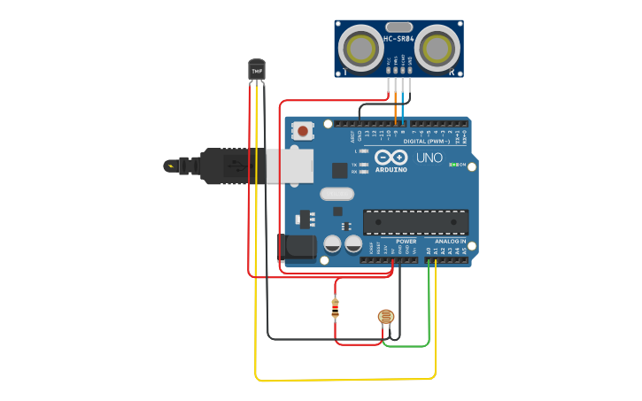 Circuit design simulación fotorresistencia | Tinkercad