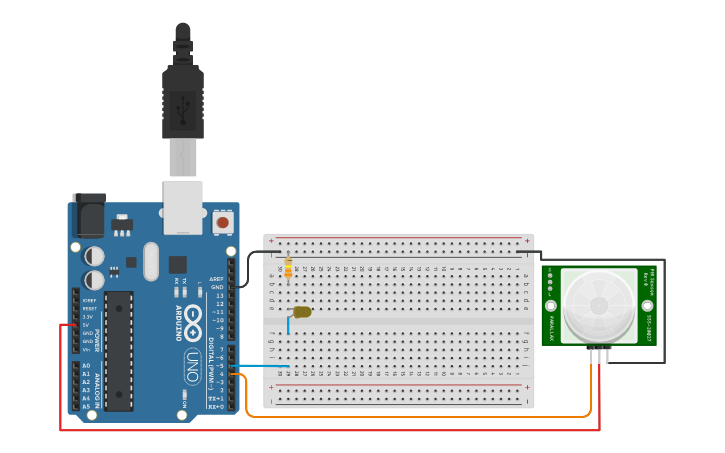 Circuit design Sensor de movimiento con arduino | Tinkercad