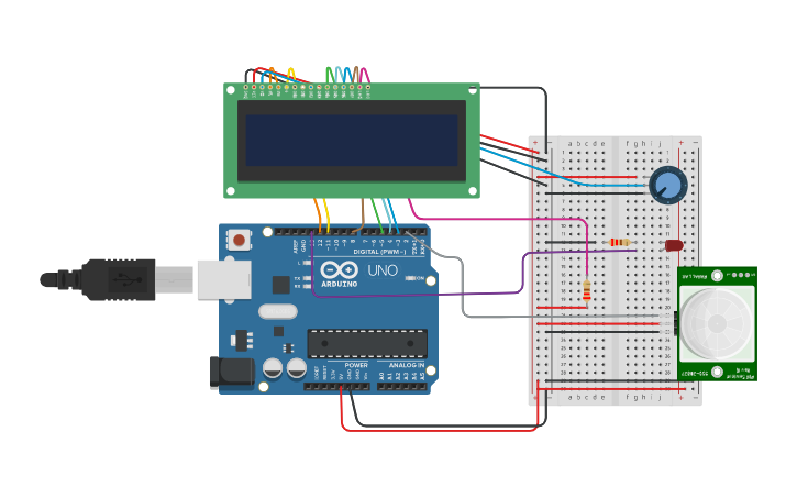 Circuit design Motion sensor project | Tinkercad