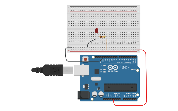 Circuit design 4. Arduino_led_on_breadboard | Tinkercad