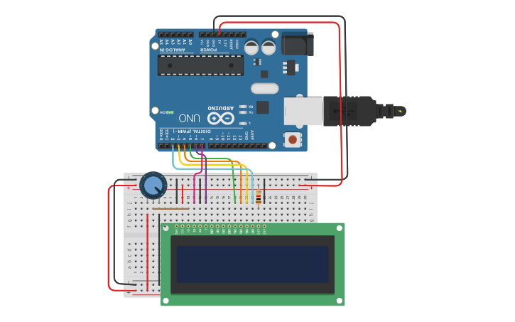 Circuit design PANTALLA LCD Y ARDUINO (ALERTA) | Tinkercad