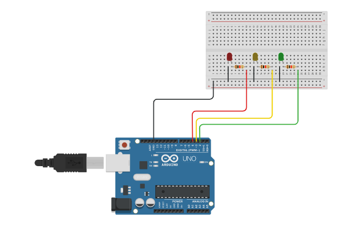 Circuit design Traffic Light | Tinkercad