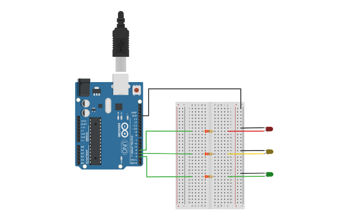 Circuit design Traffic Light | Tinkercad