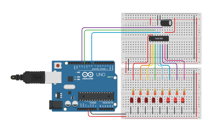Circuit design D. Using an array | Tinkercad