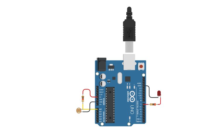 フォトレジスタとled Tinkercad