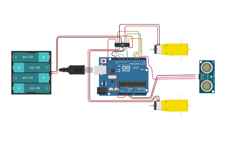 Circuit Design Robot Arduino L293d Ultrasonic Sensor Clear Tinkercad