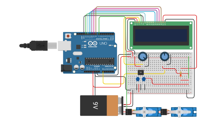 Circuit design ph Sensor simulate using potentiometer | Tinkercad