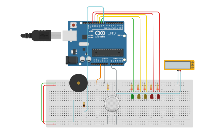 Gas Sensor Circuit Tinkercad