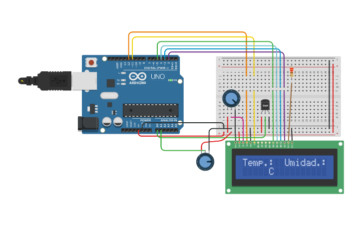 Circuit design DHT-11 - Sensores de humidade e temperatura | Tinkercad