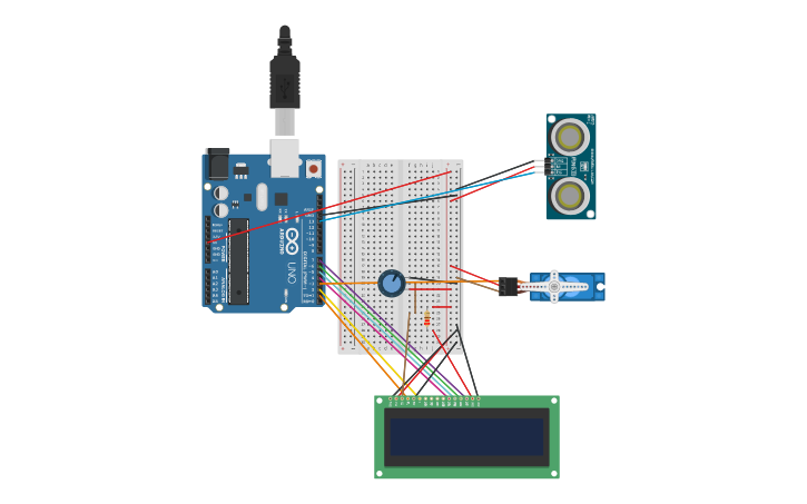 Circuit design Robot Radar System (Simple Distance Display) | Tinkercad