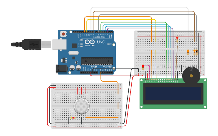Circuit design Sensor de Gás com arduino | Tinkercad