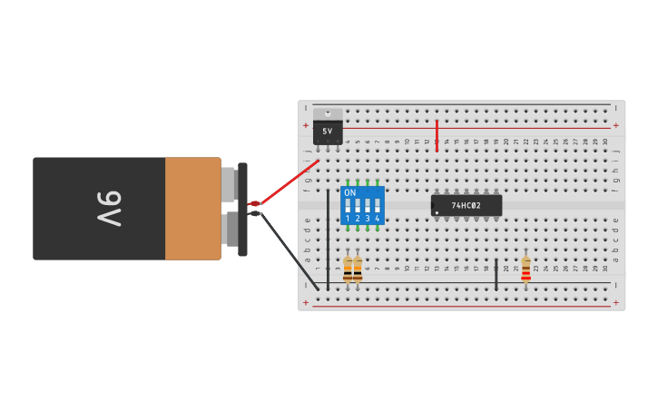 Circuit design Copy of compuerta 7402 NOR | Tinkercad