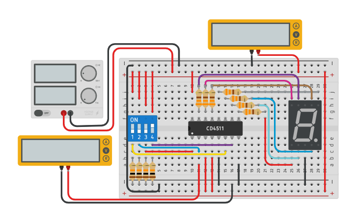 Circuit design Display 7 Segmenti | Tinkercad
