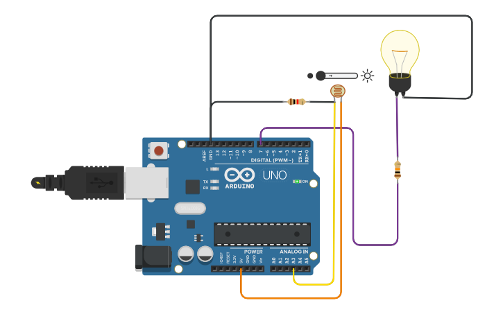 Circuit design Light Sensor using Arduino | Tinkercad