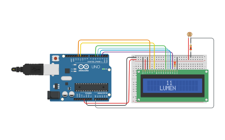 Circuit design SENSOR DE LUMINOSIDADE | Tinkercad
