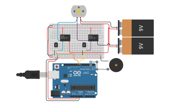 Circuit design Arduino Controlled DC Motor with Relays | Tinkercad