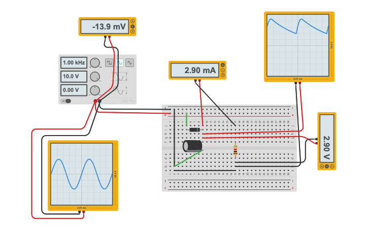 Circuit design Half wave rectifier | Tinkercad