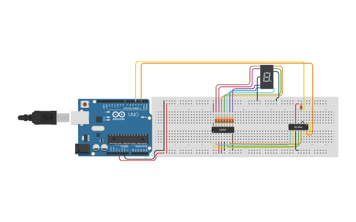 Circuit design cd4511 and 7 segment display and 74ch93 and arduino ...