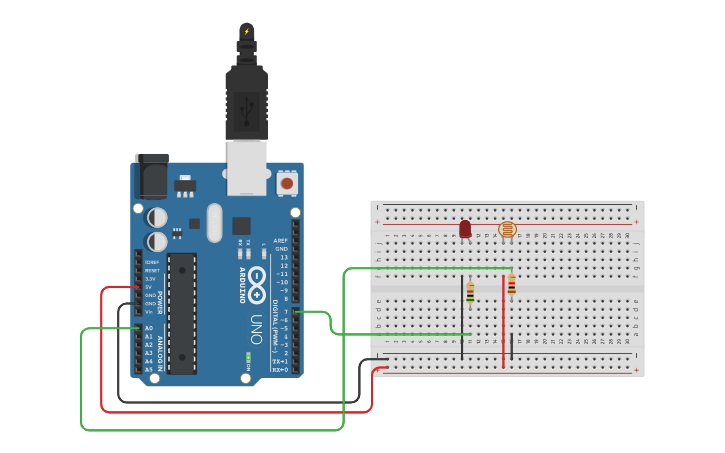 Circuit design LDR Based LED Glowing | Tinkercad
