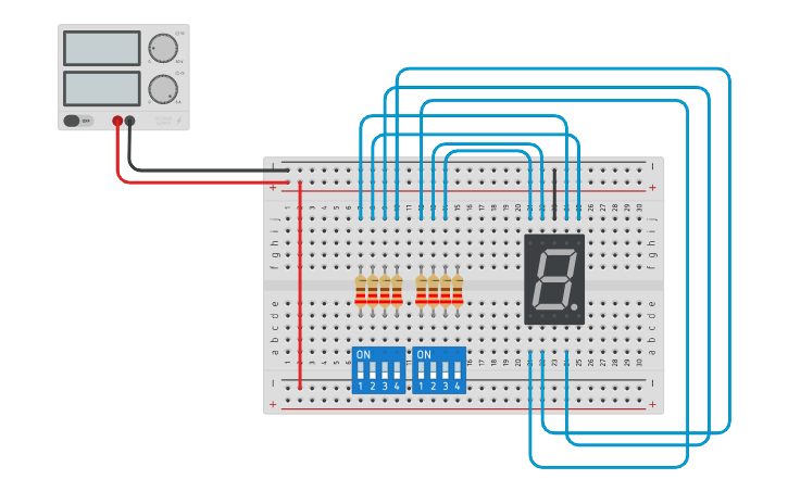 Circuit design 7 segment display | Tinkercad