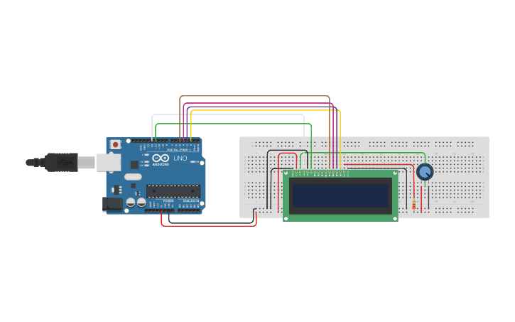 Circuit design LCD 16x2 display | Tinkercad