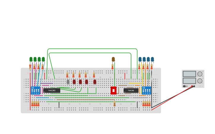 Circuit design 4 Bit Adder/Subtractor | Tinkercad