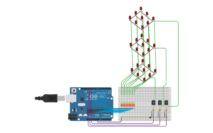 Circuit design Cubo Led 3X3X3 | Tinkercad