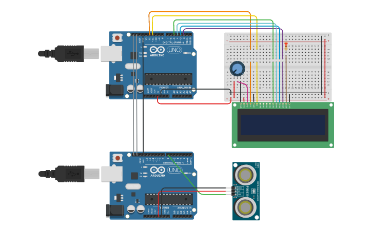 Circuit design Master-Slave (bus I2C) | Tinkercad